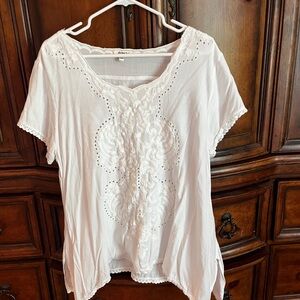 Dylan White Blouse with Short Sleeves
